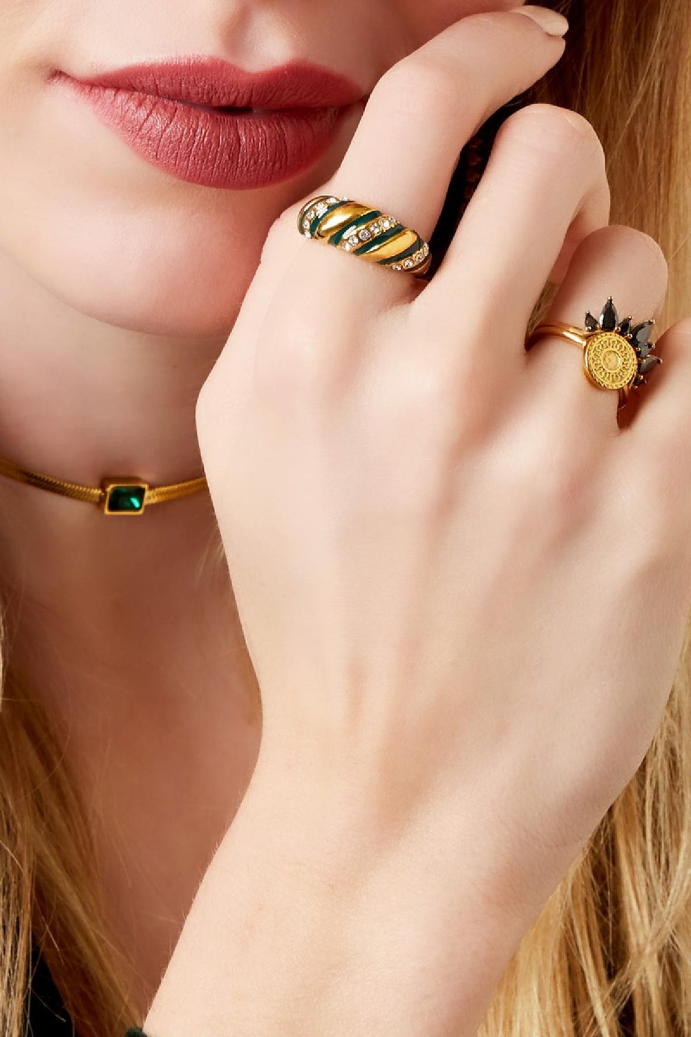 Stainless steel ring statement zircon swirl Silver Color 16 h5Picture2